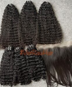 Burmese Curly Machine Weft burmese curly weave hair bundles and straight frontal