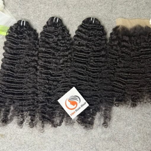 burmese curly weft hair bundles and 13x6 1