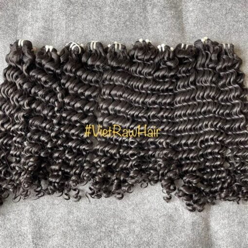 deep curly machine weft hair bundles 1B natural color