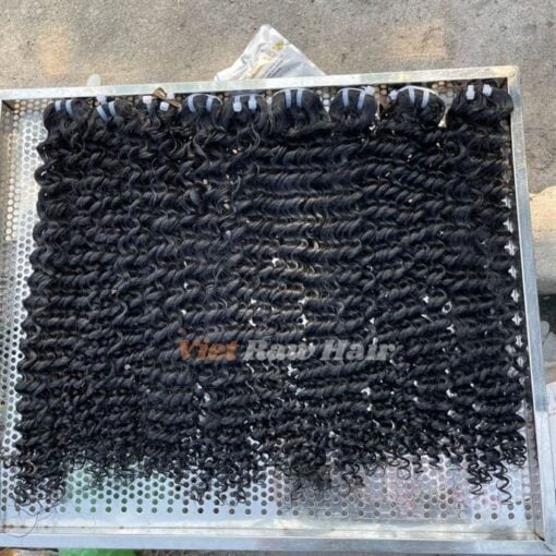 deep curly machine weft hair bundles 1A Black color