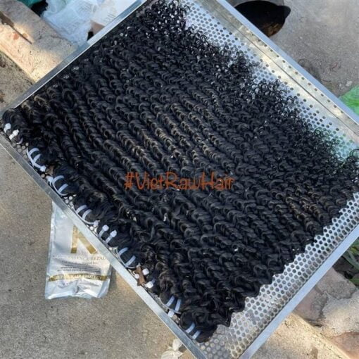 deep curly machine weft hair bundles 1A Black color