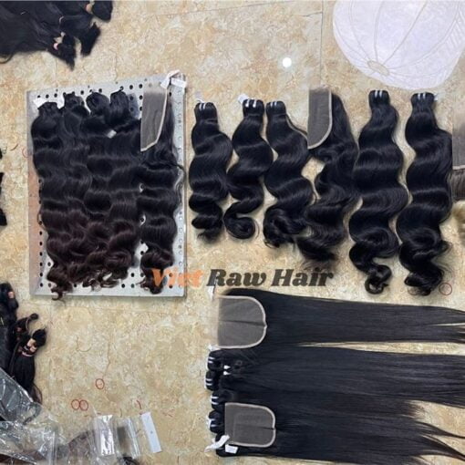 loose wave brown tip and black color weft hair