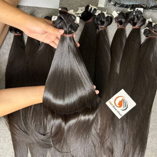 silky straight natural black color weft hair bundles 3