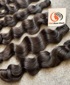 Bouncy Ondulado Cabello Tejido Vietnamita-ondulada-hinchable-trama-cabello-negro-color-4