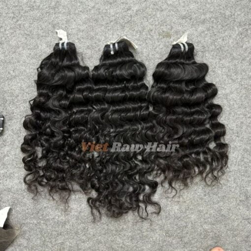 vietnamese wavy curly black color weft hair bundles 2