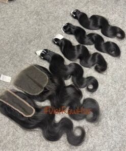 closure de paquetes de ondas body de cabello de trama de 16 pulgadas