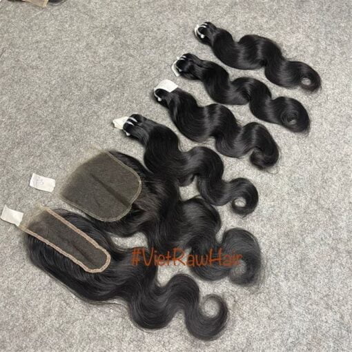 trame cheveux corps vague faisceaux fermeture 16 pouces