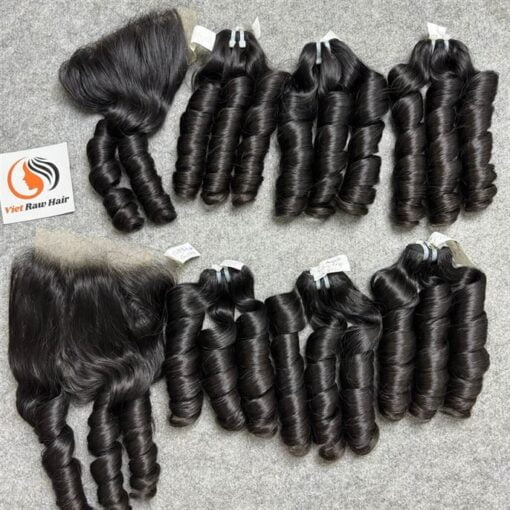 weft hair bouncy curly and lace closure soft shiny 1