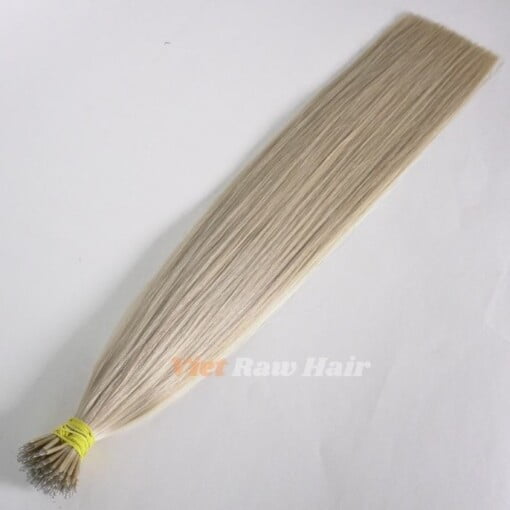 ash blonde color nano tip hair