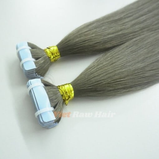 ash grey color tape hair