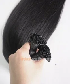 Alternative view of Black Color V Tip Human Hair Extension