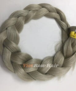 bulk hair extension ash grey color