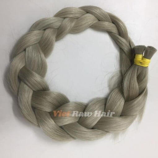 bulk hair extension ash grey color