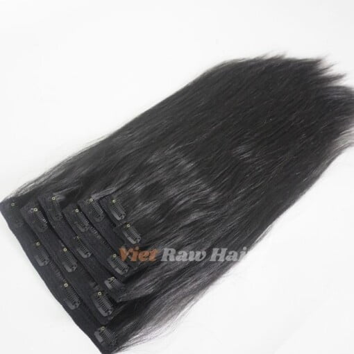 clip in hair extension black 1B color