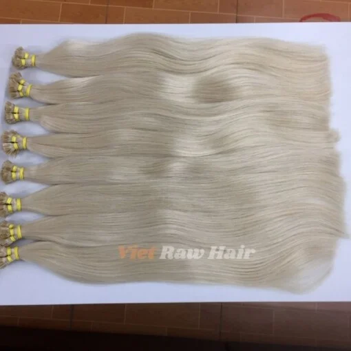 Light Blonde #12.00 Flat Tip Human Hair Extension - Image 3