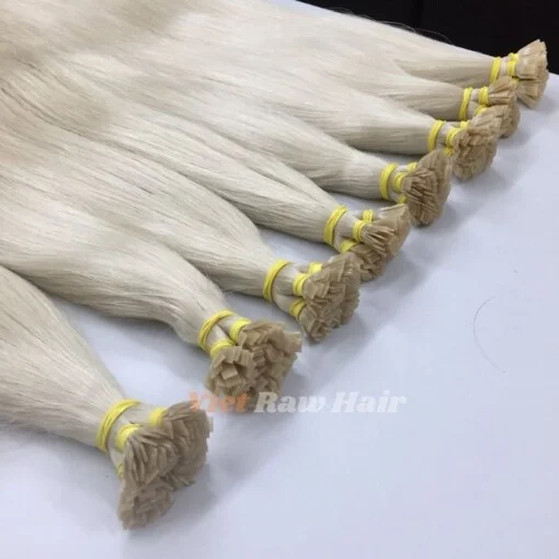 Light Blonde #12.00 Flat Tip Human Hair Extension - Image 2