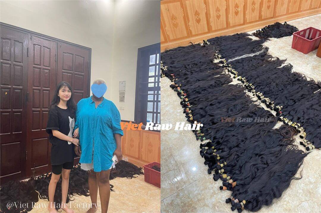 viet raw hair warehouse with customer 3