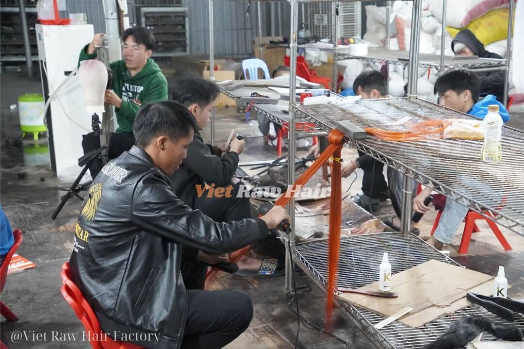 viet raw hair factory making silky straight department